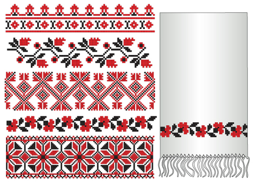 Ukrainian Styles Embroidery Pattern Vectors 03 Free Download