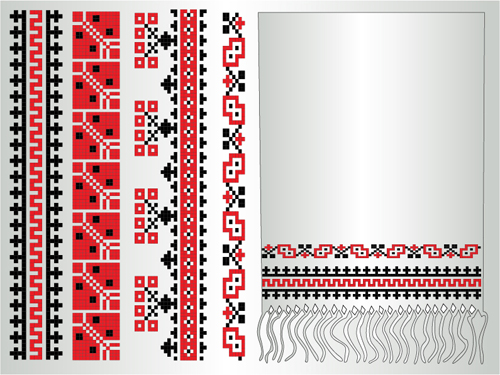 Ukrainian styles embroidery pattern vectors 05