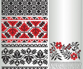 Ukrainian styles embroidery pattern vectors 06