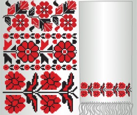Ukrainian styles embroidery pattern vectors 07