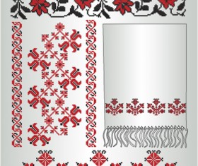Ukrainian styles embroidery pattern vectors 08