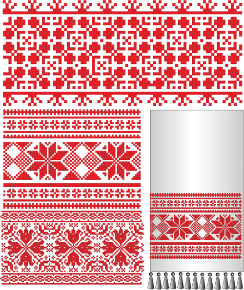 Ukrainian styles embroidery pattern vectors 09