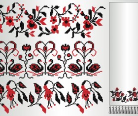 Ukrainian styles embroidery pattern vectors 10