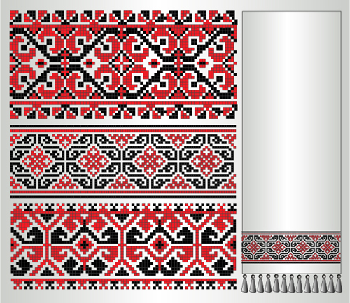 Ukrainian styles embroidery pattern vectors 11