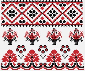 Ukrainian styles embroidery pattern vectors 12