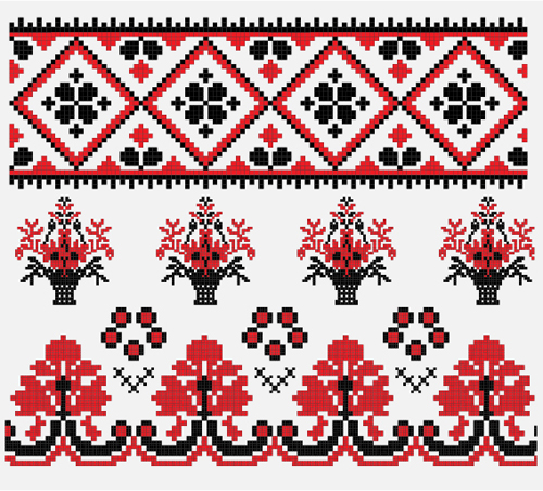 Ukrainian styles embroidery pattern vectors 12