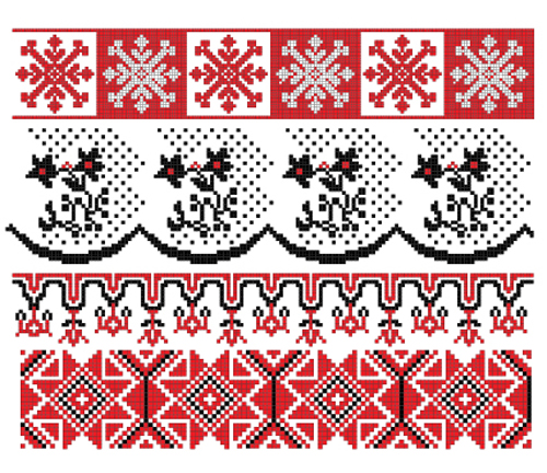 Ukrainian styles embroidery pattern vectors 14