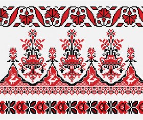 Ukrainian styles embroidery pattern vectors 15