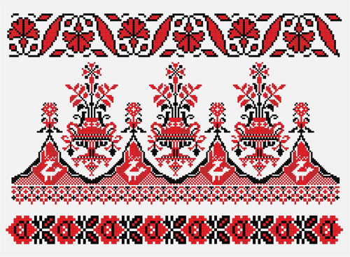 Ukrainian styles embroidery pattern vectors 15