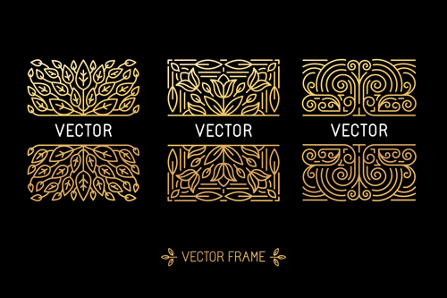 Vector frames golden vintage design 02