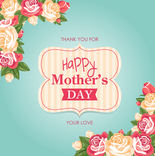 Vintage Mothers day card with flower vector