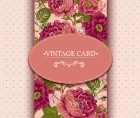 Vintage card with flowers pattern vectors 01