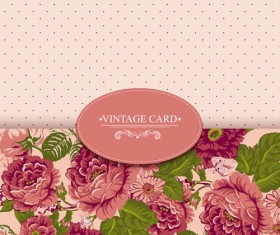 Vintage card with flowers pattern vectors 03