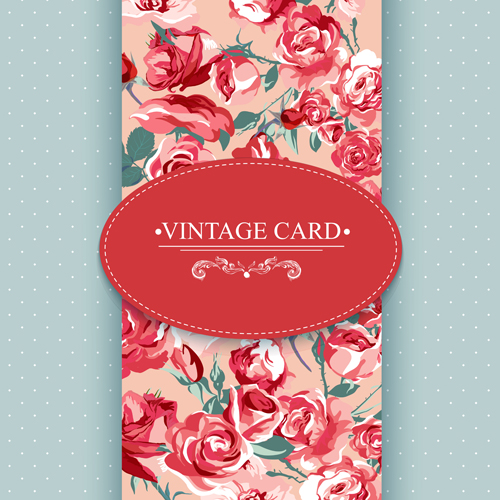 Vintage card with flowers pattern vectors 05