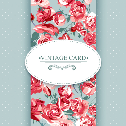 Vintage card with flowers pattern vectors 06
