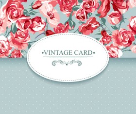 Vintage card with flowers pattern vectors 07