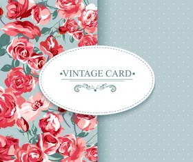 Vintage card with flowers pattern vectors 08