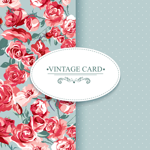 Vintage card with flowers pattern vectors 08