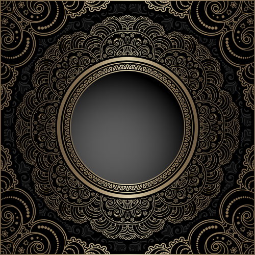 Vintage cecorative background material vector 06