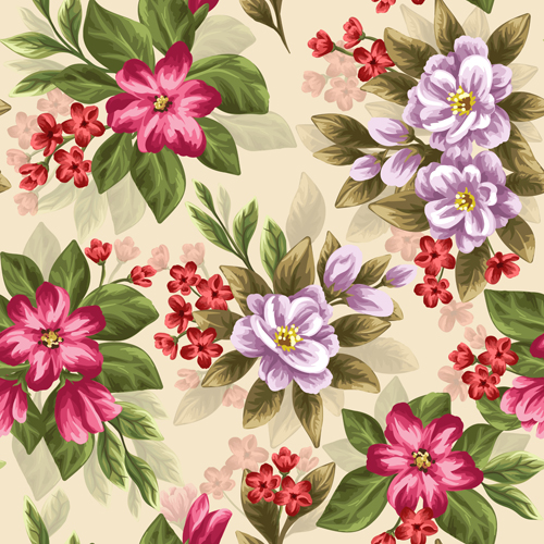 Vintage flower patterns vector graphics 02