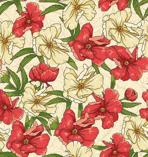 Vintage flower patterns vector graphics 03