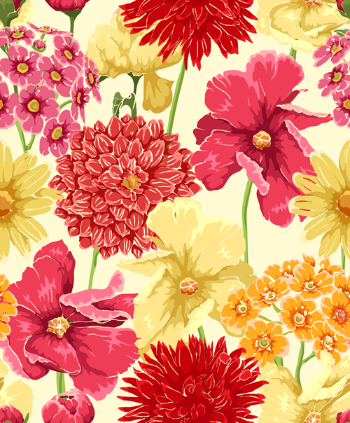 Vintage flower patterns vector graphics 04