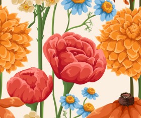 Vintage flower patterns vector graphics 05
