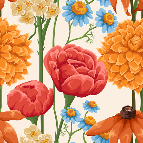 Vintage flower patterns vector graphics 05