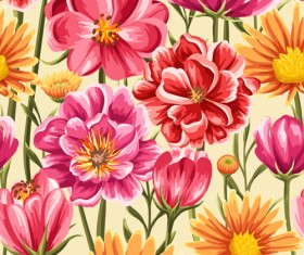 Vintage flower patterns vector graphics 06