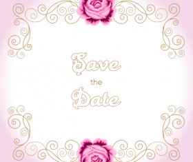 Vintage flower with wedding invitation vector 02