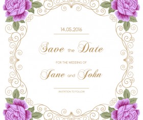 Vintage flower with wedding invitation vector 11
