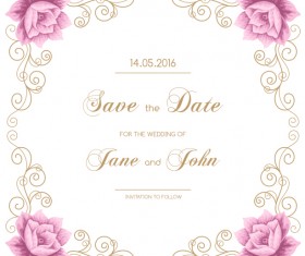Vintage flower with wedding invitation vector 12