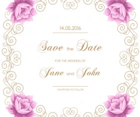 Vintage flower with wedding invitation vector 13