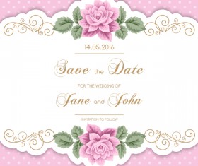 Vintage flower with wedding invitation vector 14