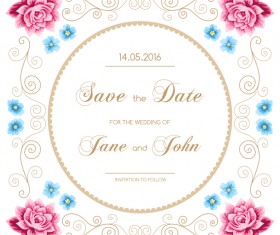 Vintage flower with wedding invitation vector 15