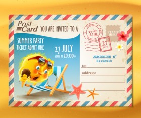 Vintage summer party post card vector