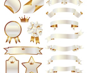 White with golden ribbon and labels vintage vector 02