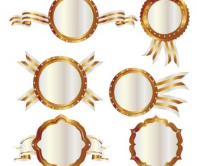 White with golden ribbon and labels vintage vector 04