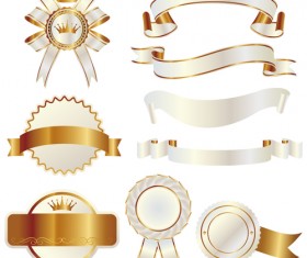 White with golden ribbon and labels vintage vector 05