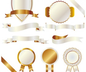White with golden ribbon and labels vintage vector 06
