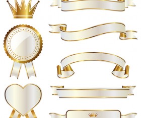 White with golden ribbon and labels vintage vector 07