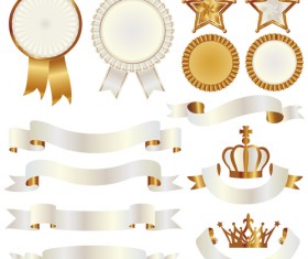 White with golden ribbon and labels vintage vector 08