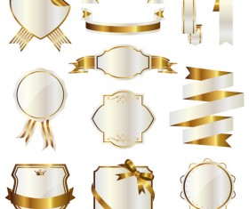 White with golden ribbon and labels vintage vector 10