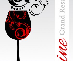 Wine floral with black cup vector