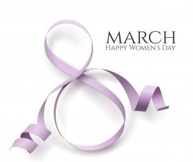 Woman day 8 march card with ribbon vector 03