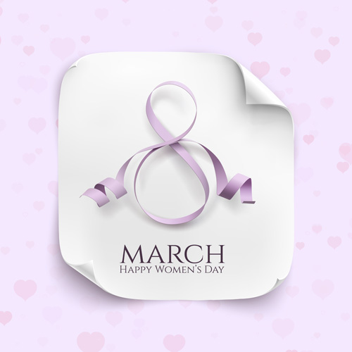 Woman day 8 march card with ribbon vector 04