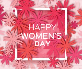 Womens Day 8 March holiday background with paper flower vector 02