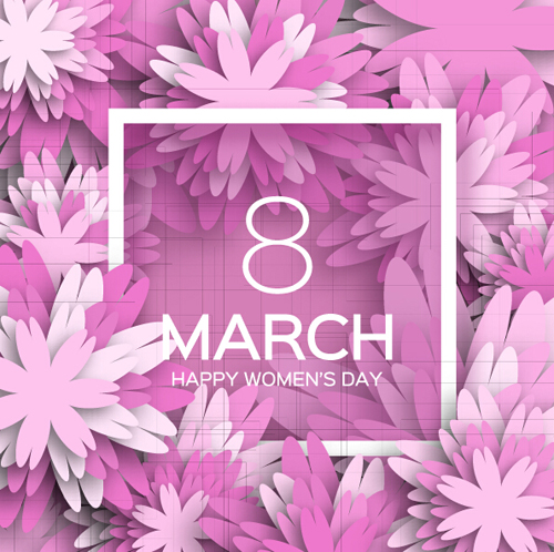 Womens Day 8 March holiday background with paper flower vector 05