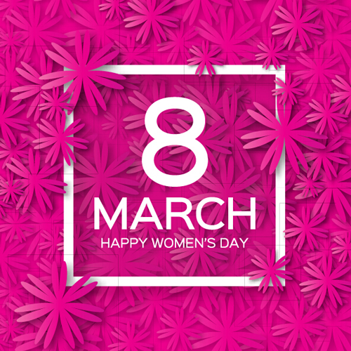 Womens Day 8 March holiday background with paper flower vector 07