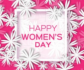 Womens Day 8 March holiday background with paper flower vector 08